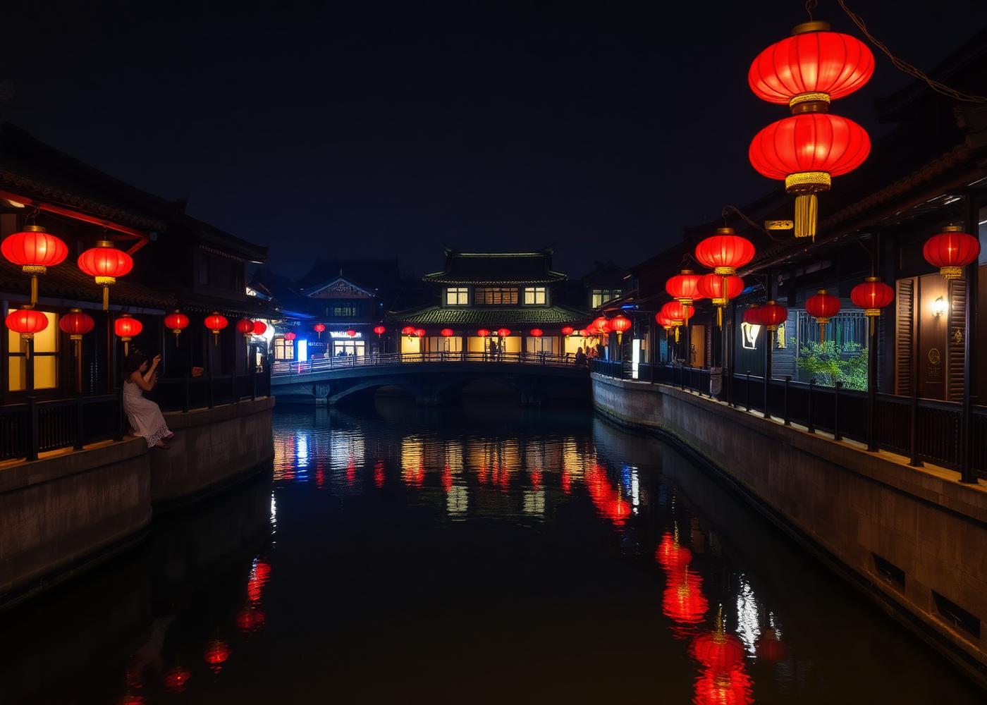 Suzhou canal at night